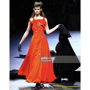 NWT Y2K YOHJI YAMAMOTO Formal Red Silk Gown - Spring Summer 2005 Collection